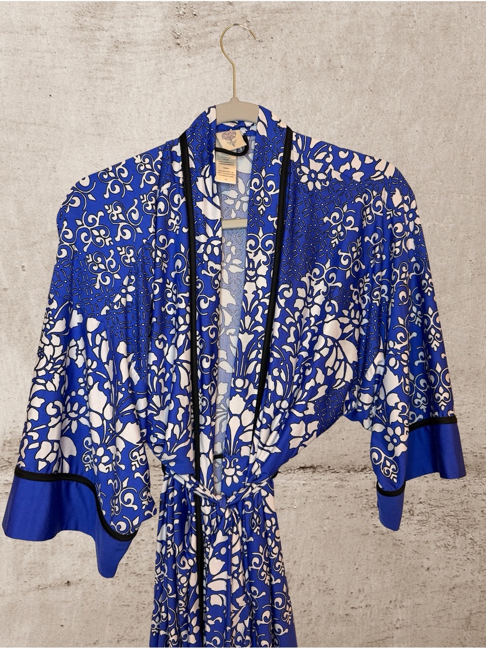 In Bloom by Jonquil Kimono Robe Blue White Floral Print Boho Cover Up Small - Picture 3 of 6